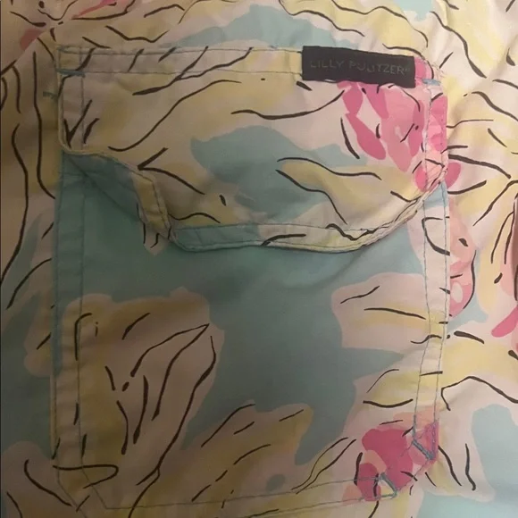 Vintage men’s Lilly Pulitzer Pink blue and Yellow Floral Swim Trunks small
